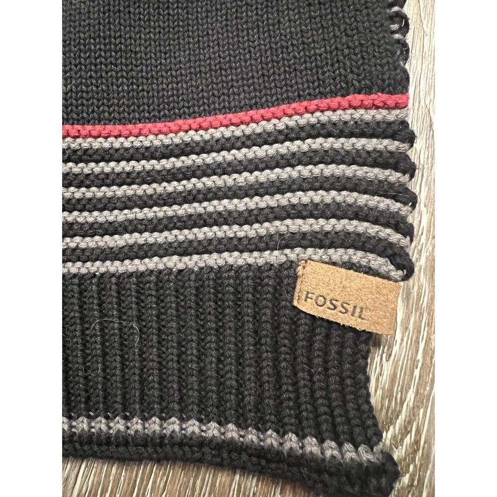 Vintage Y2K Fossil Striped Scarf Wool Blend Preppy Heritage - Picture 4 of 6